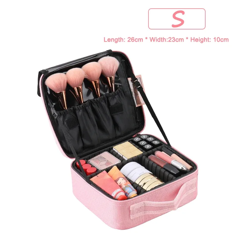 trousse à cosmétiques professionnelle pour femme, sacs à cosmétiques en cuir, oxford imperméable, grande capacité, étui de maquillage de voyage pour maquilleuse