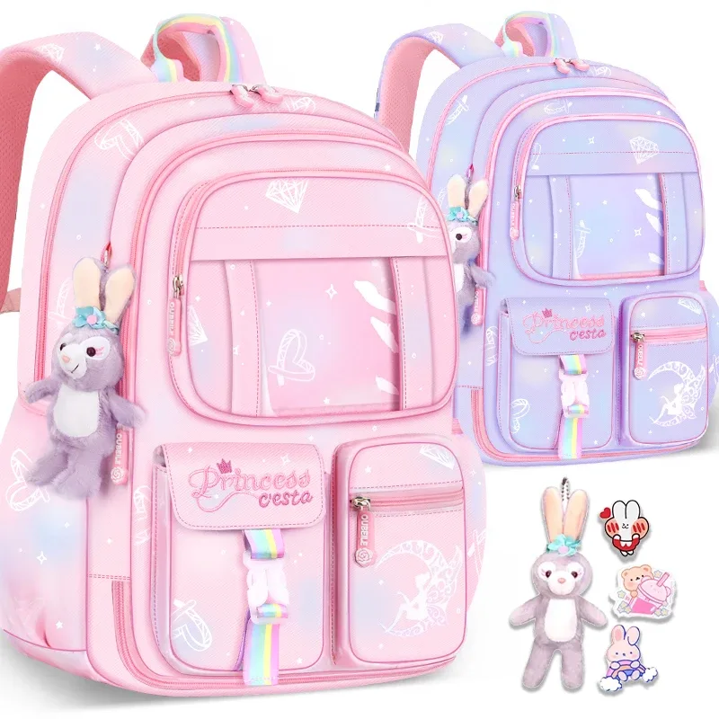 sac à dos d'école pour filles, 3 pièces, grande capacité, sac d'école pour enfants avec étui de transport pour crayons et repas, sac à dos de voyage, cadeau pour enfant
