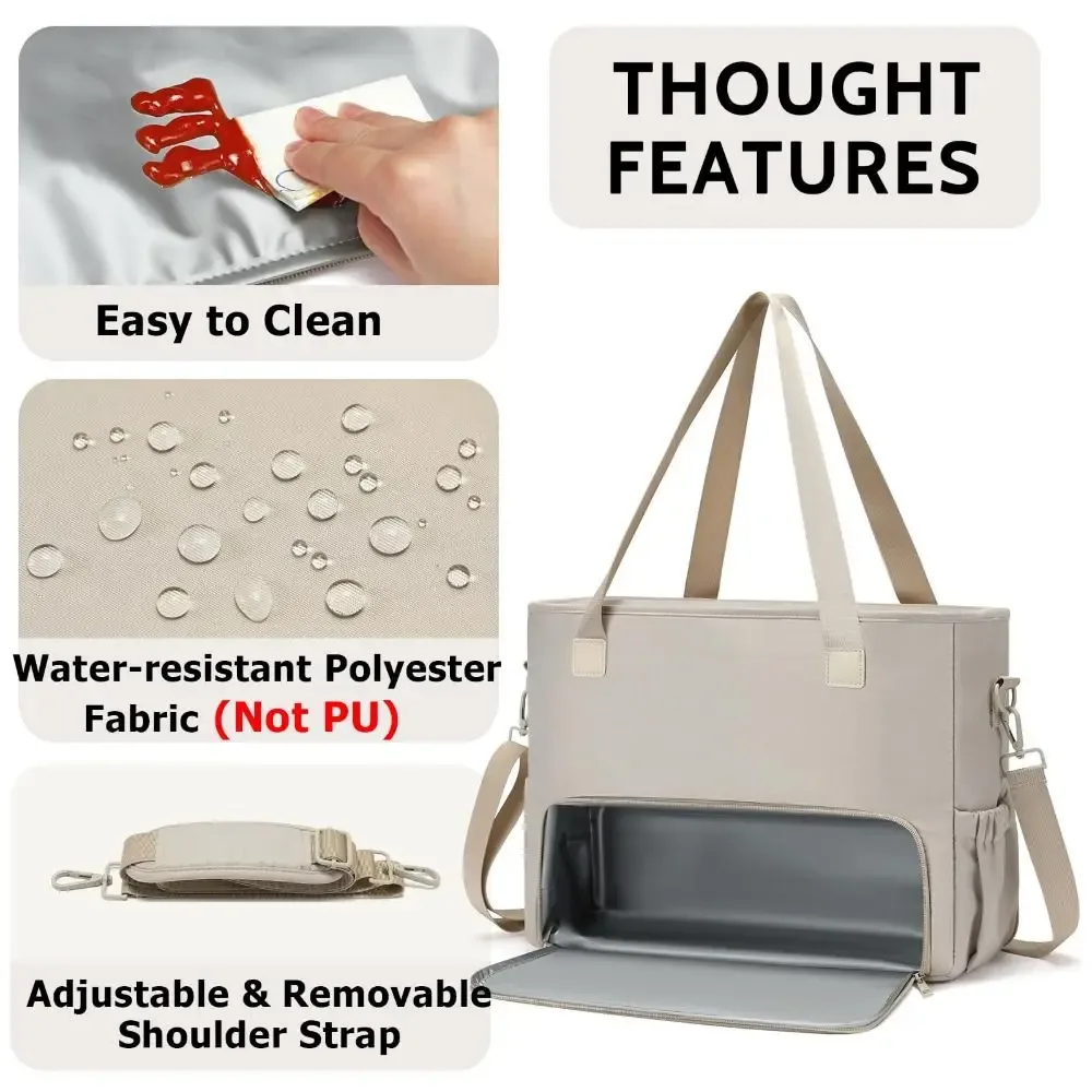 sac fourre-tout 2-en-1 isotherme grande capacité pour femme, avec compartiment pour ordinateur portable 15,6 pouces et compartiment repas, sac à main pour le travail