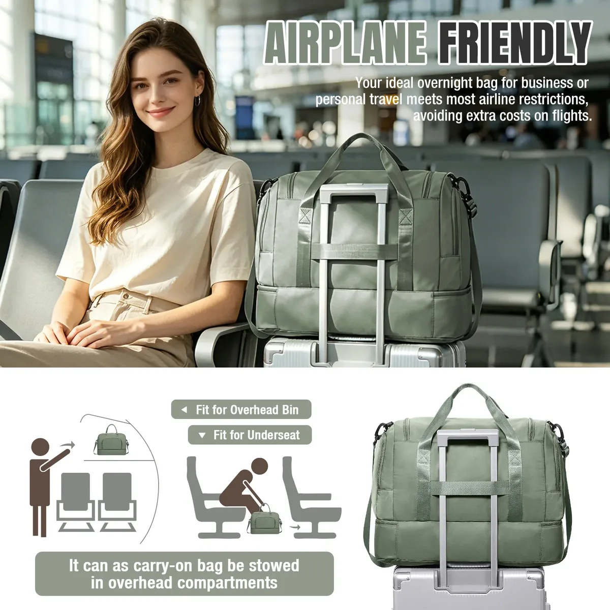sac de voyage pour hommes et femmes, sac de voyage de grande capacité, sac de week-end extensible, sac à main pour bagages à main, sac de nuit, sac de rangement 