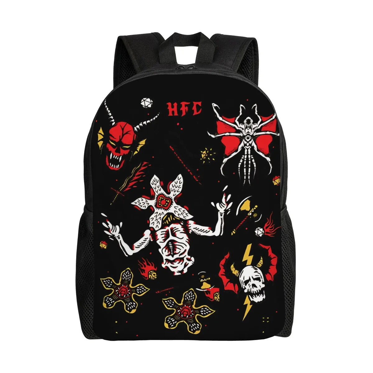sac à dos demogorgon starry night style strangering, sacs à dos de randonnée pour femmes et hommes, sacs d'école esthétiques, sac à dos léger au design original