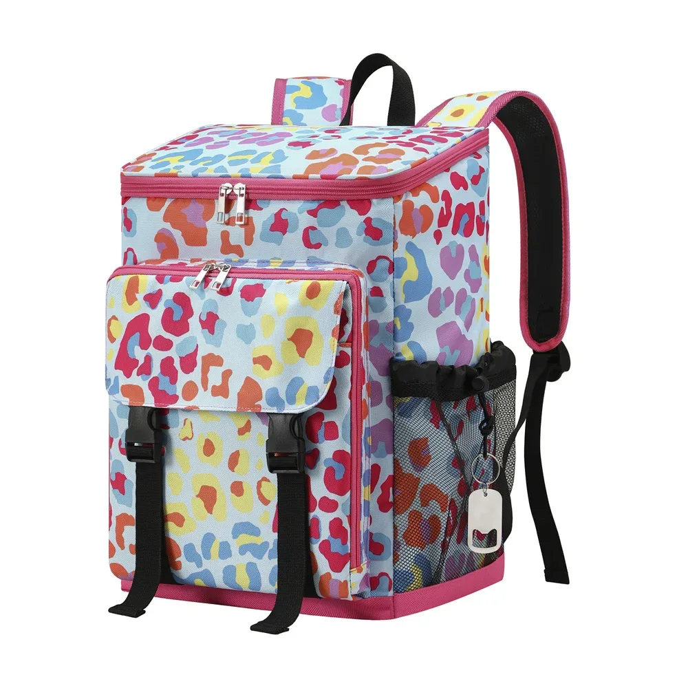 léopard refroidisseur sac à dos doux isolé sac isotherme plage étanche oxford refroidisseur déjeuner sac à dos pour randonnée canettes de shopping été