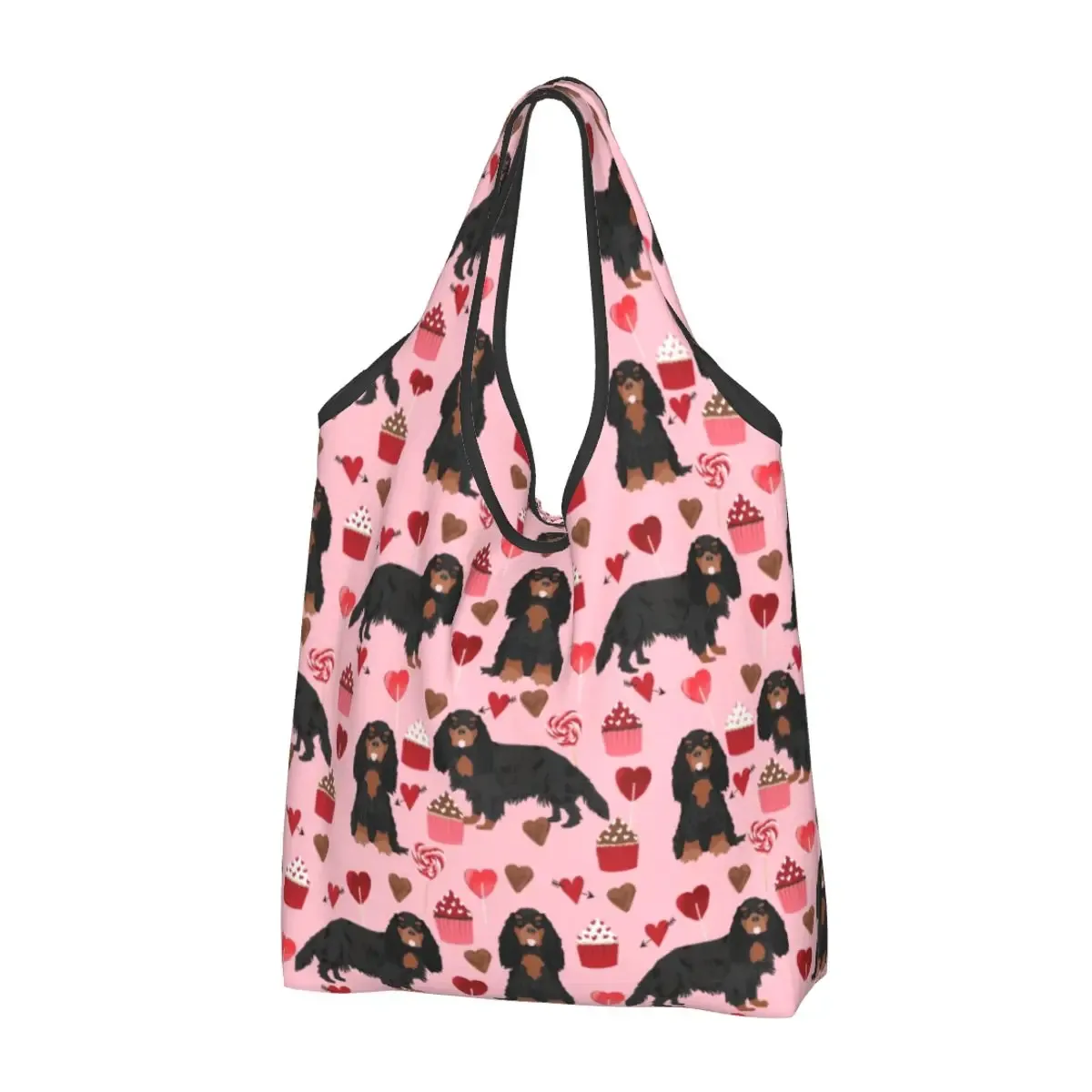 cavalier king charles épagneul groupe familial épicerie sac fourre-tout kawaii chien épaule shopper sacs grande capacité sacs à main