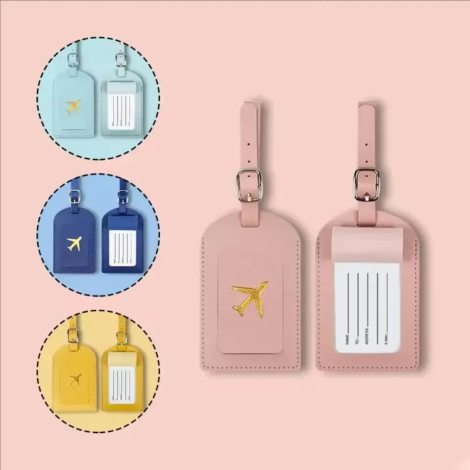 étiquette de bagage de voyage en cuir pu épaisse avec marquage à chaud, étiquette de sac à main, couverture de passeport