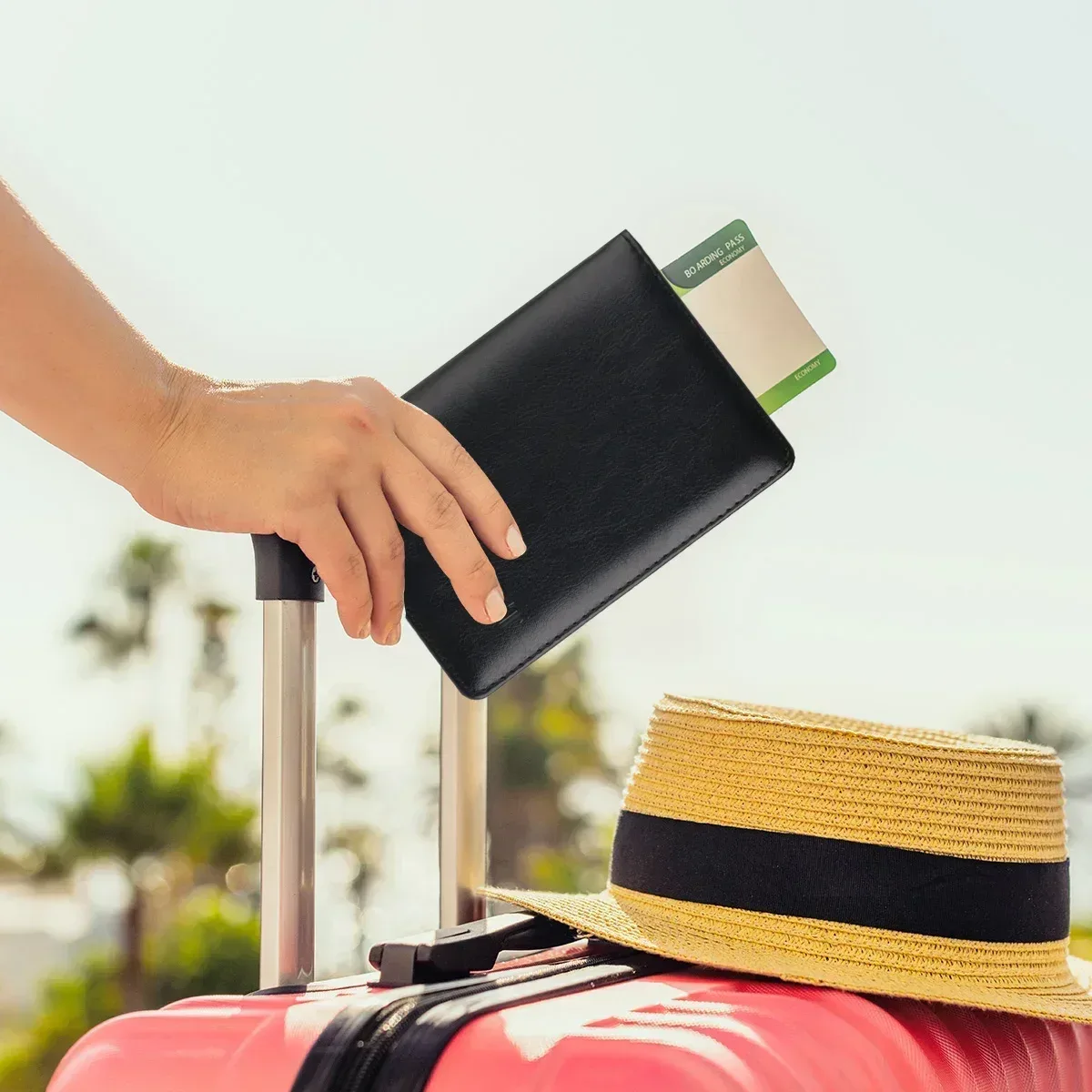étui unisexe en cuir pu simple pour porte-passeport de voyage, housse de protection pour hommes et femmes, sac de rangement pour documents et billets, fente multi-cartes