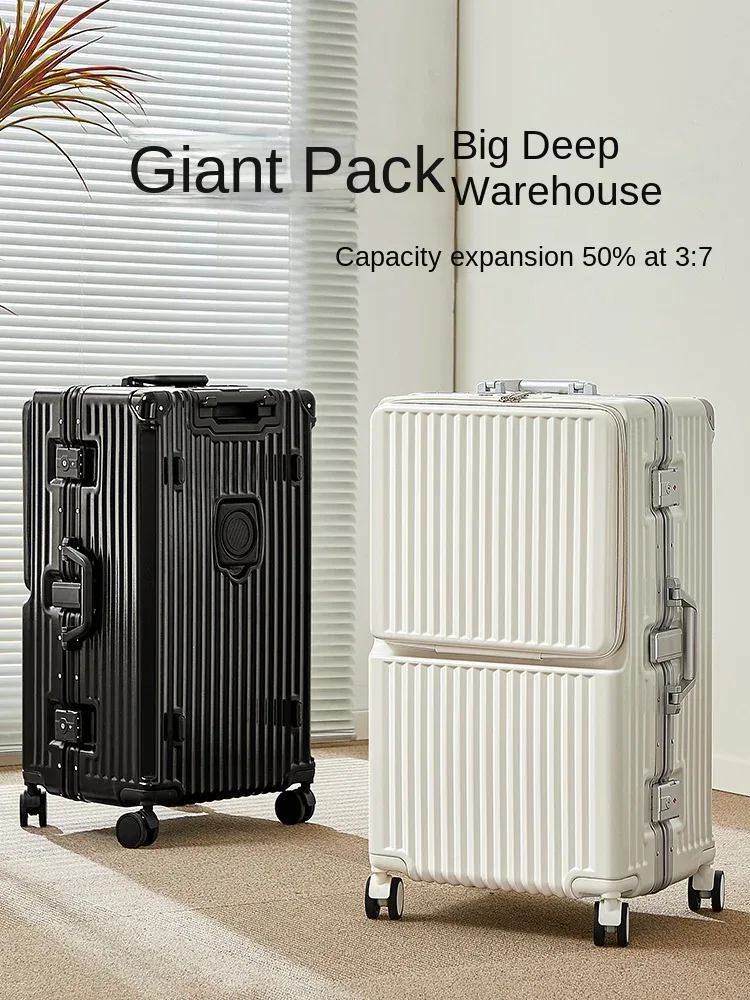 bagage à ouverture frontale, cadre en aluminium de grande capacité, 28/30/32 pouces max, chariot pc durable, valises de voyage, valise de cabine de 20 pouces