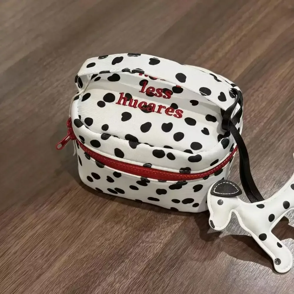 sac de maquillage multifonctionnel à pois, avec fermeture éclair, petite pochette cosmétique, sac à main pour femmes et filles