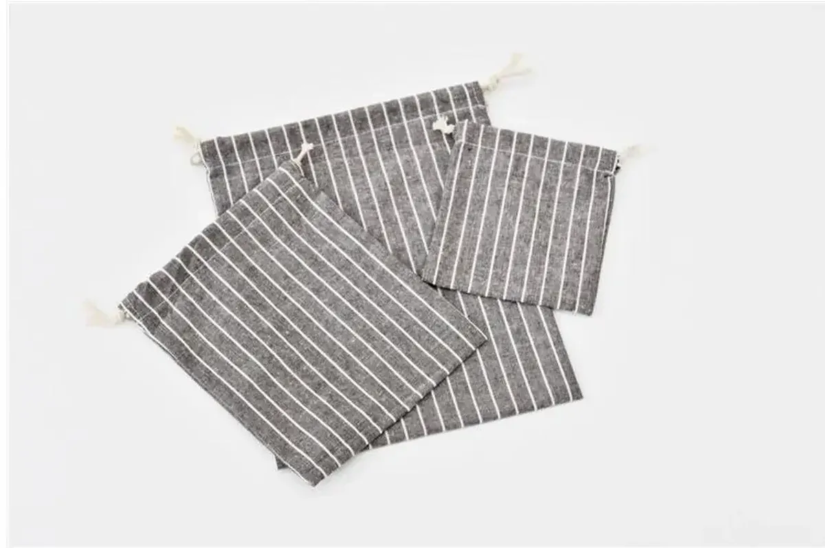 sac de rangement de poche pour paquet, sac de rangement en tissu de coton avec cordon de serrage, sacs de rangement en tissu pour serviettes cosmétiques, trousse de toilette