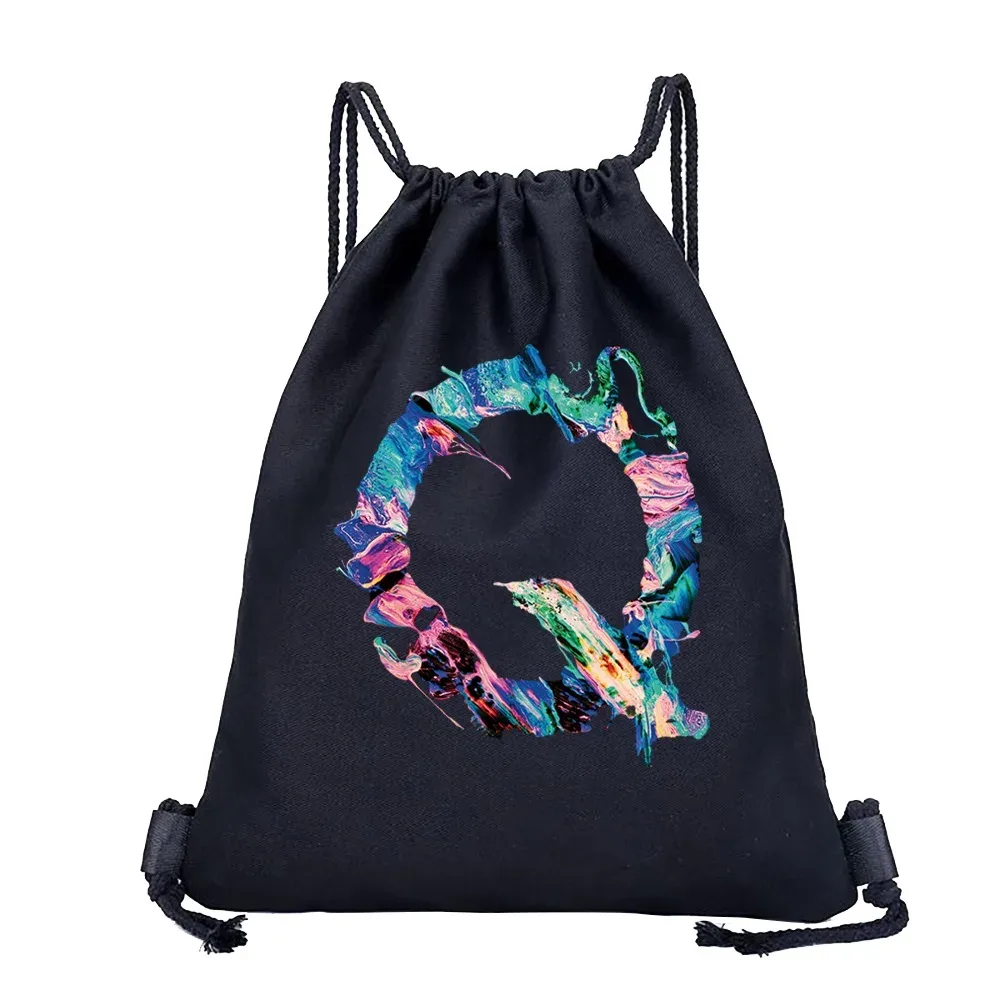 26 initiales impression sac à cordon sac à dos hommes et femmes plage sport voyage sac à dos enfant cadeau fournitures sac portable divers sac