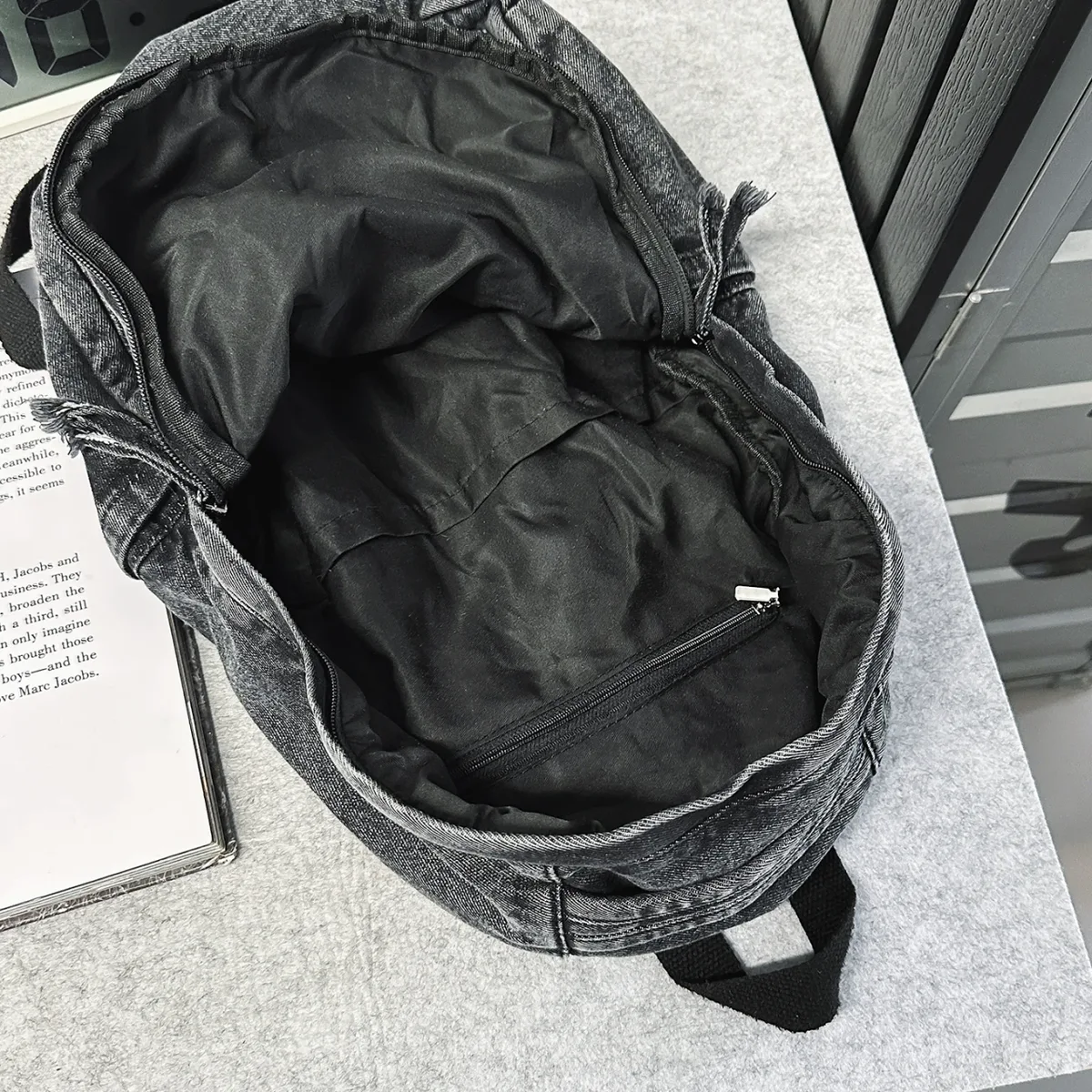 sac à dos en jean délavé vintage, léger, grande capacité, pour étudiants, sac d'école, sac de voyage décontracté, noir, bleu, nuances rétro
