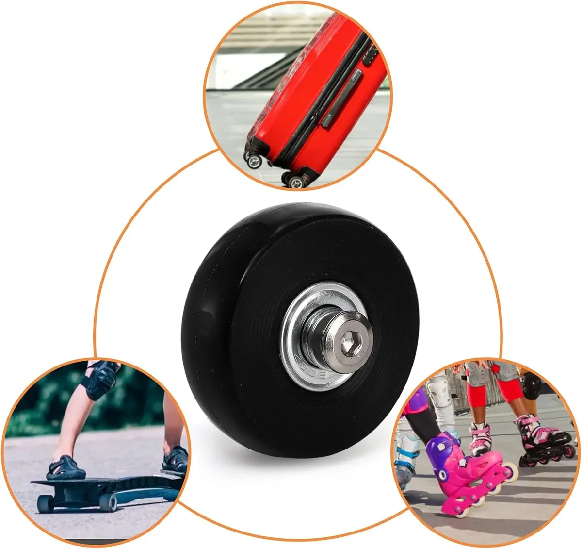 roues de remplacement de valise à bagages, kits de réparation de roulements de roulettes en pu 50x18mm, roues de remplacement d'étagère pour bagages 4/2 pièces