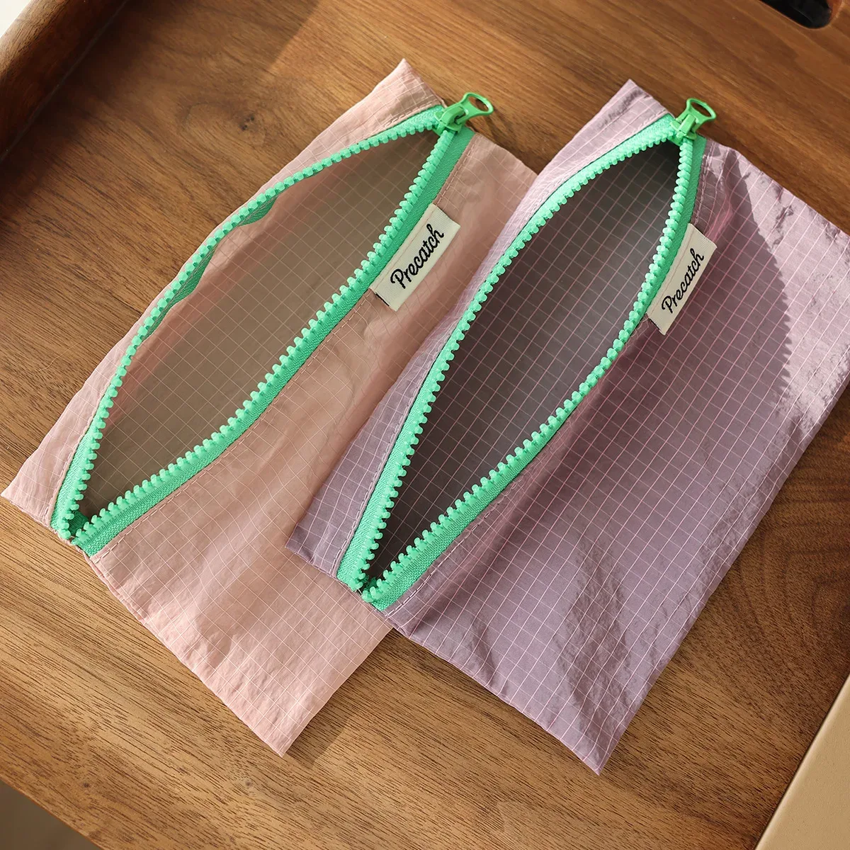 crayon/stylo mince multifonctionnel, papeterie, carte de bijoux, sac de rangement de pièces de monnaie pour femmes, schéma de couleurs macaron, petite taille portable