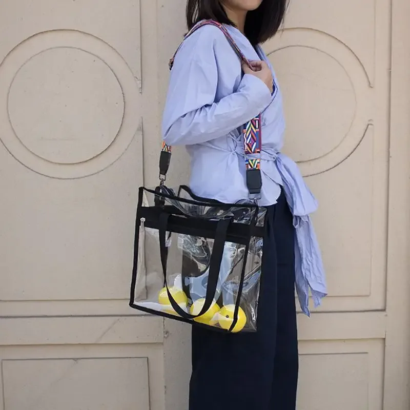 sac fourre-tout transparent imperméable pour femme, nouvelle mode, sac à main transparent, approuvé pour les stades, pour le sport, les voyages et la plage