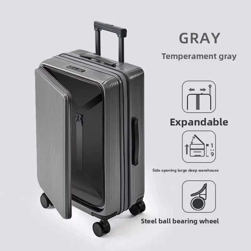 klqdzms 20 "22" 24 "26" 28 pouces bagages de voyage abs + boîtier d'embarquement pc extensible ouverture avant boîtier de chariot pour ordinateur portable valise de cabine