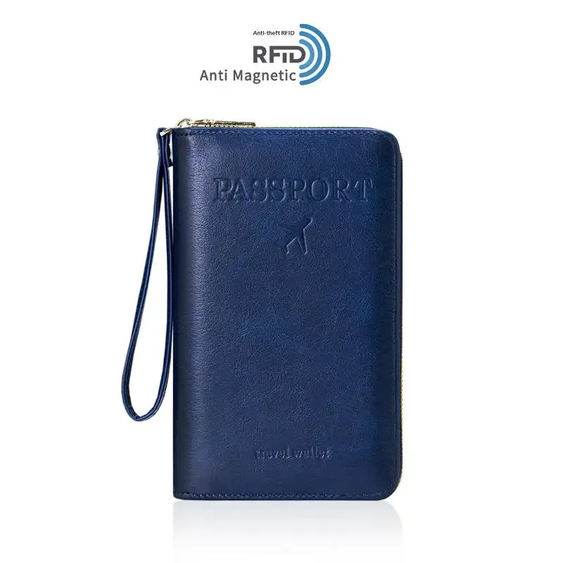 porte-passeport unisexe avec blocage rfid, en cuir pu, avec fermeture éclair, étui de voyage, accessoires de voyage pour hommes et femmes
