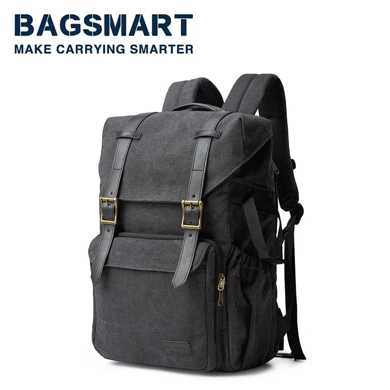 BAGSMART-Sac à dos étanche pour appareil photo reflex numérique, convient à un ordinateur portable jusqu'à 15 "avec support de trépied, adapté aux photographes