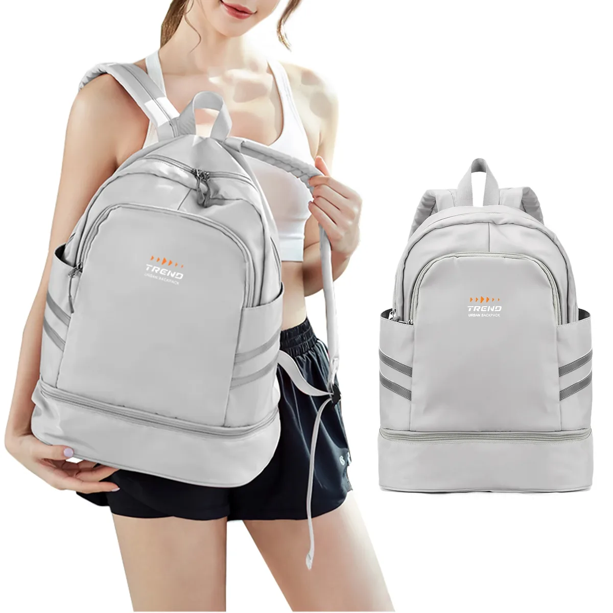 sac à dos de sport pour femmes avec compartiment à chaussures et poche humide, grand sac à dos de voyage léger, sac à dos de sport étanche