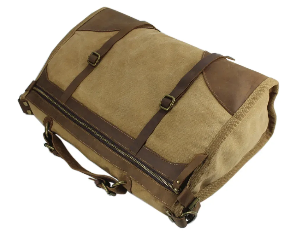 sac de voyage vintage rétro militaire en toile et cuir pour hommes, sac de sport, sac de week-end, sac de nuit, sac à main tendance