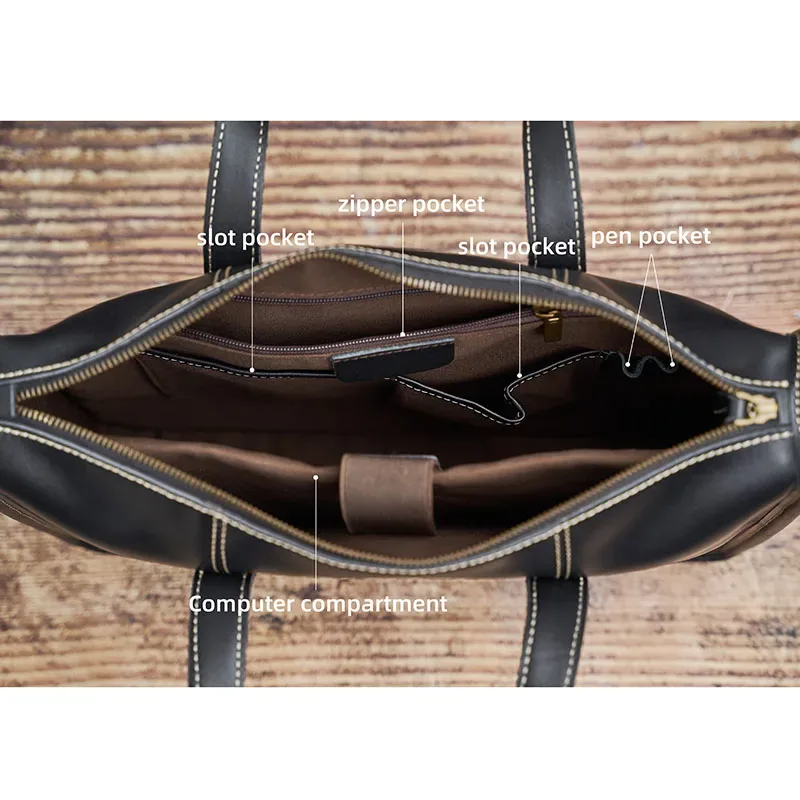 nupugoo – serviette d'affaires en cuir véritable pour hommes, sac à main décontracté de bonne qualité, sac à bandoulière original pour ordinateur portable de 14 pouces, sac de bureau