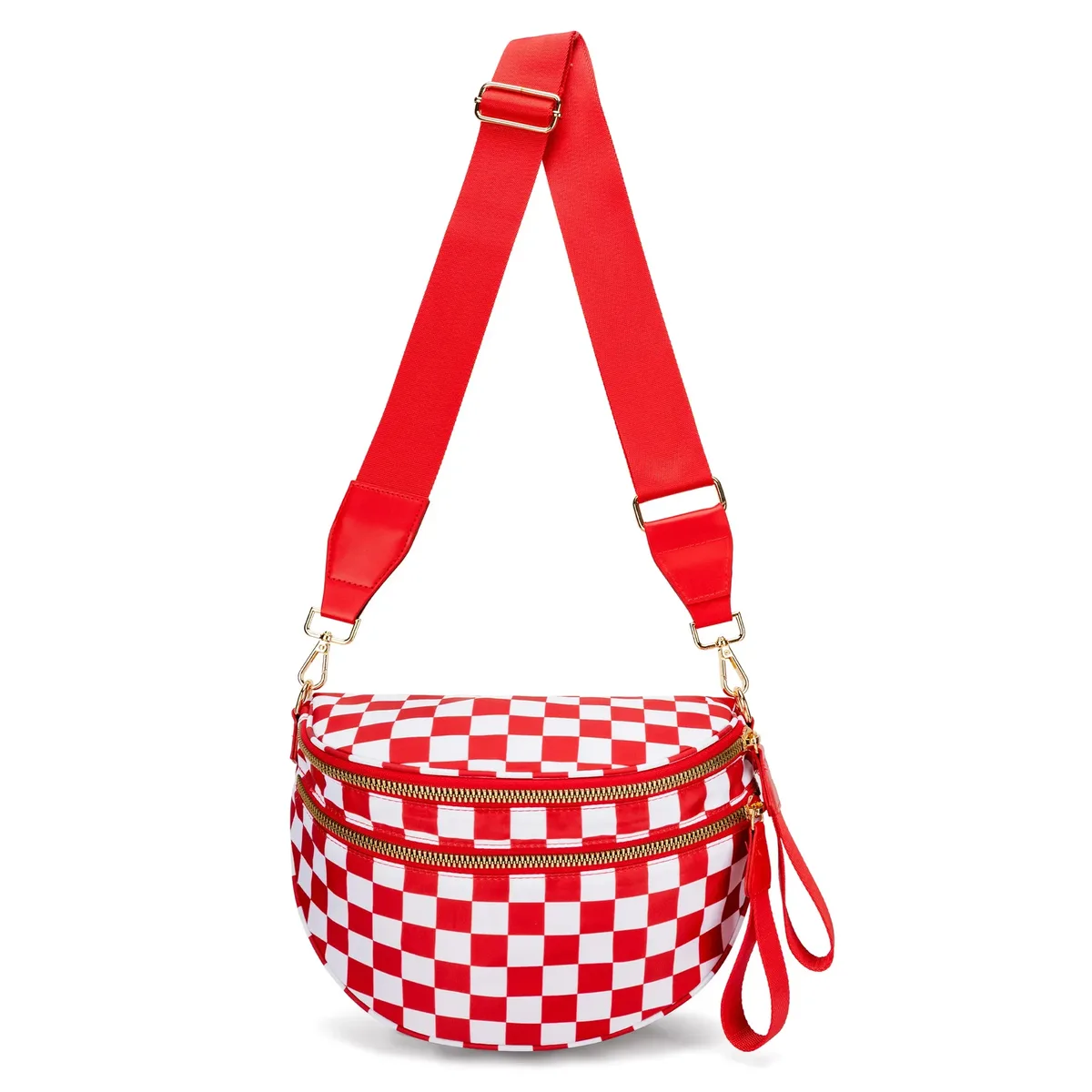 sac banane à carreaux pour femmes, sac banane décontracté, grande capacité, sangle réglable, sac à bandoulière simple pour maman, fourre-tout de voyage quotidien