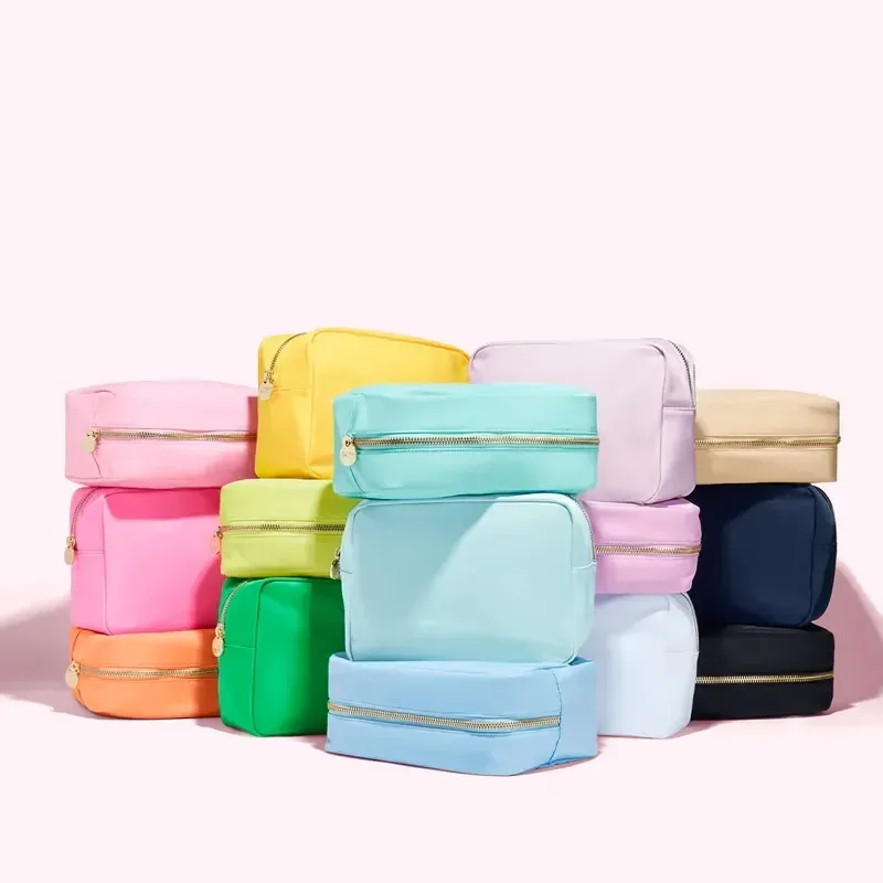 S /M/L/XL 17 couleurs pochette en Nylon maquillage sac cosmétique fermeture éclair articles de toilette organisateur sac pour femmes filles voyage cadeau pochette de maquillage