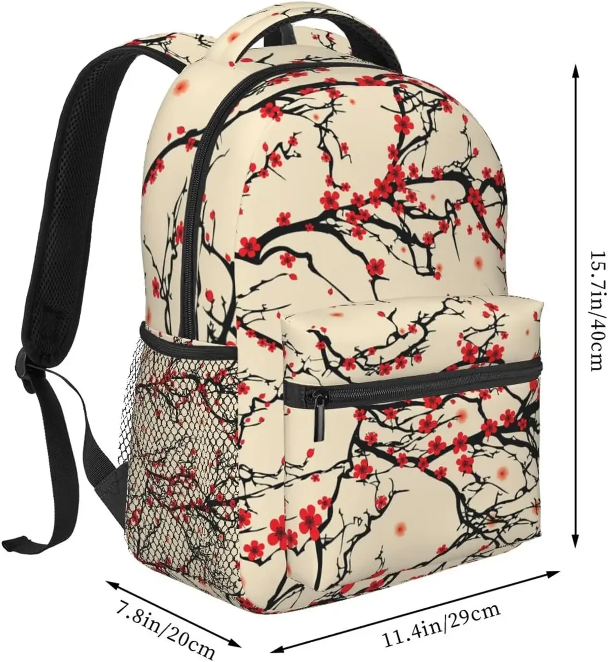 Sac à dos décontracté à motif de fleurs sans fleurs japonaises, sac à dos pour ordinateur portable, sac à dos pour ordinateur avec poches, sac à dos pour le travail, les voyages d'affaires
