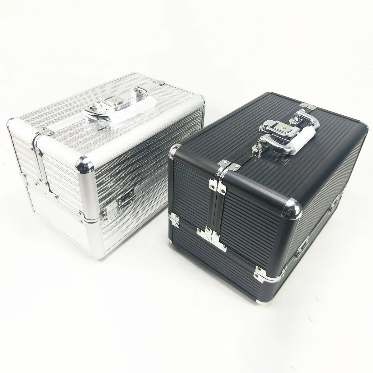 trousse de maquillage portable, grande capacité réglable, 4 plateaux coulissants, étui à cosmétiques, organisateur de rangement pour bijoux, beauté des ongles
