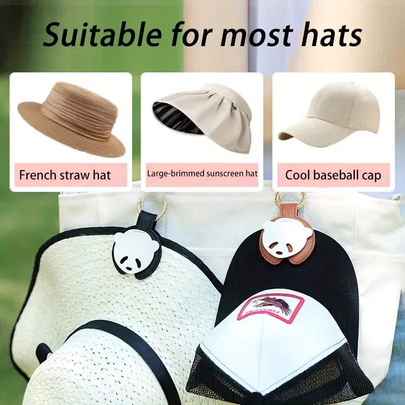 clip de casquette magnétique panda portable, rangement de chapeaux d'extérieur, crochet anti-perte, accessoire de suspension pour sac à dos