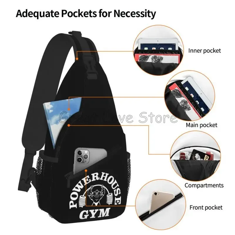 powerhouse gym sac à bandoulière noir unisexe quotidien épaule bandoulière poitrine sac à dos sac à dos portable pour voyage randonnée cyclisme camping