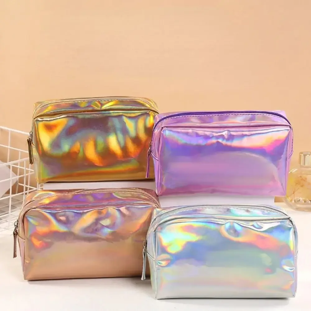 sac de toilette portable couleur unie, grande capacité, imperméable, pour maquillage, cadeau, voyage