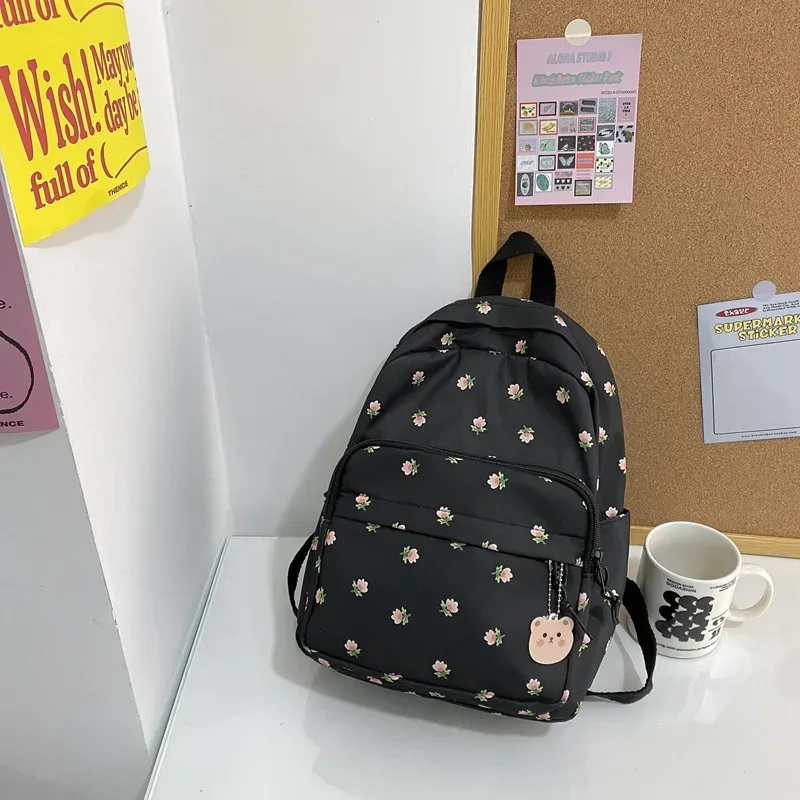 sac à dos floral brodé avec nom personnalisé, sac à dos décontracté pour filles, sac à dos pour dames, cadeau unique pour jeunes, sacs à main kawaii