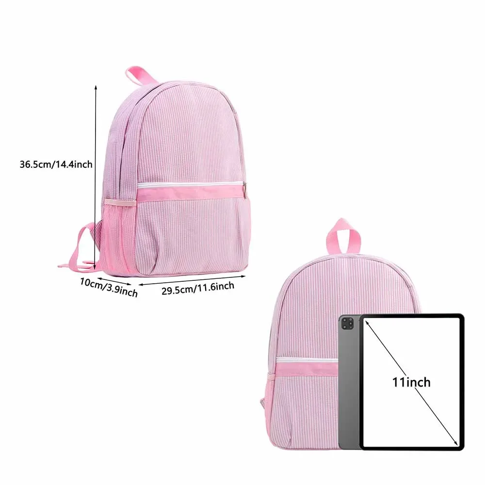 sac à dos seersucker monogrammé avec nom personnalisé, couleur bonbon brodée avec n'importe quel nom, sac de livre seersucker, sacs cadeaux uniques pour enfants