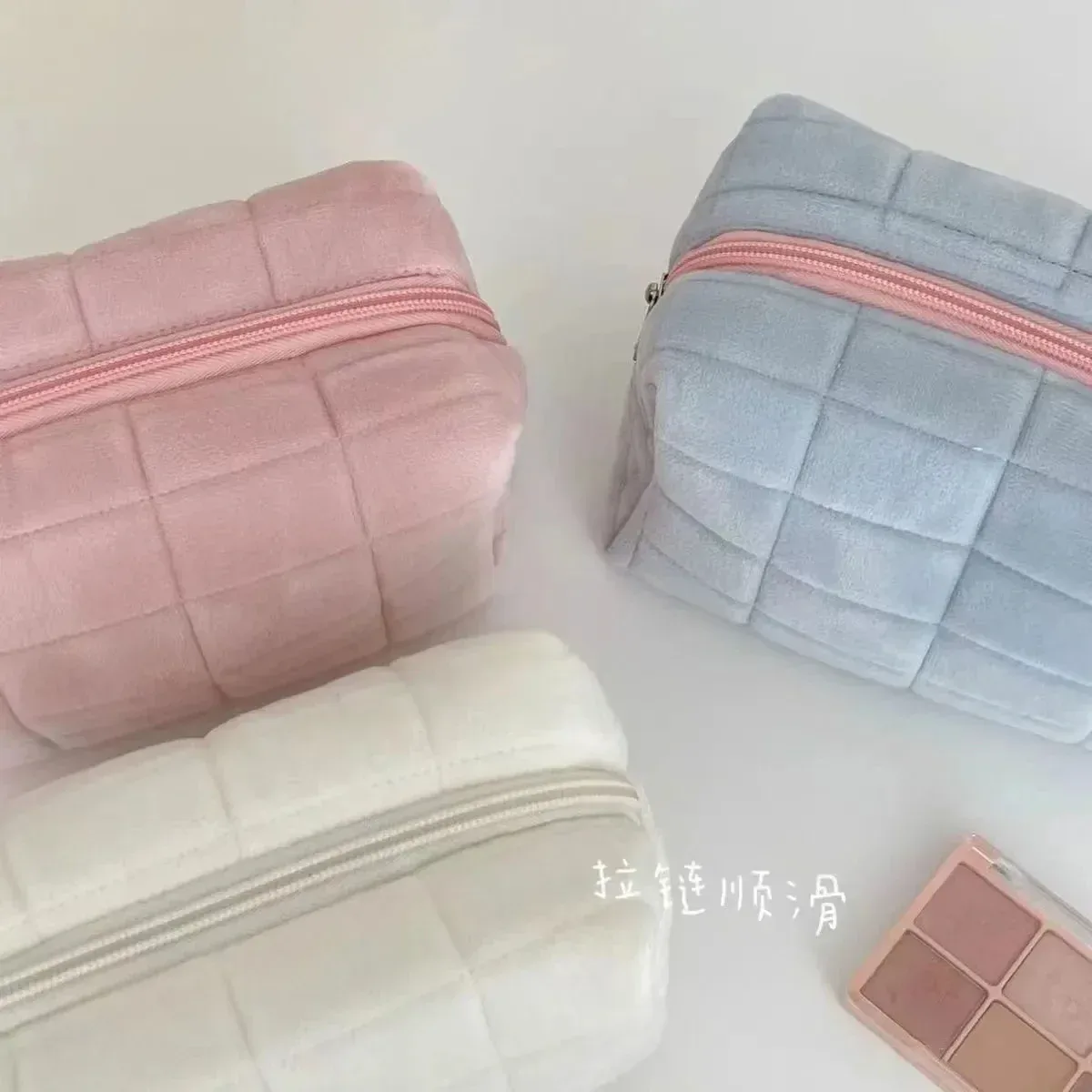 sac à cosmétiques design oreiller rose/blanc/bleu, 1 pièce, trousse à crayons, pochette à stylos, grande capacité, trousse de rangement pour étudiants