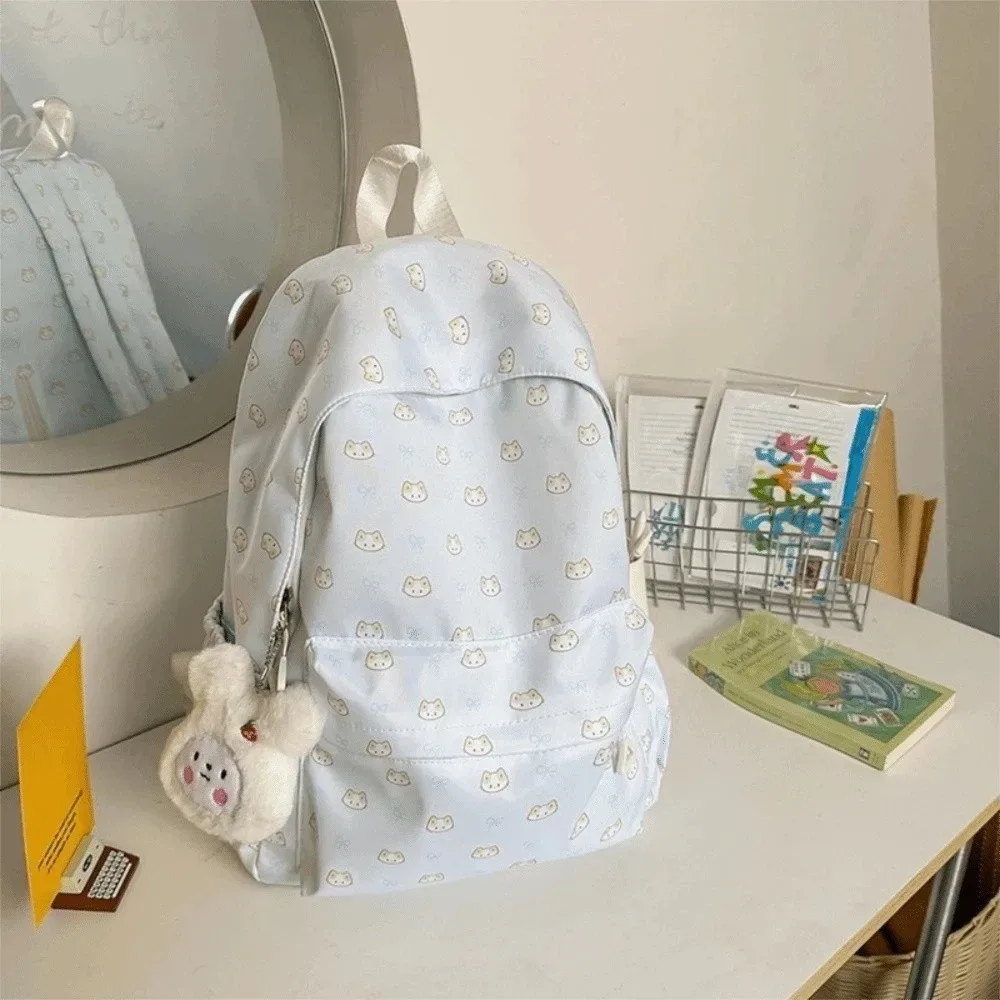 sac à dos de voyage en nylon grande capacité, imperméable, imprimé chat et chien, motif dessin animé, léger, respirant, pour étudiants et écoliers