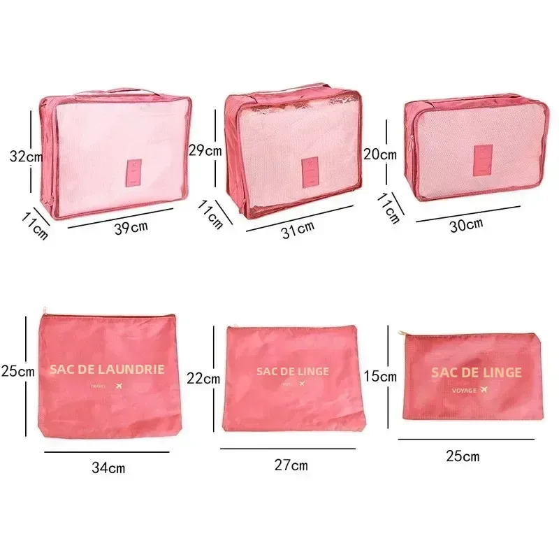 ensemble de 6 sacs de rangement pliables pour voyage, organiseurs de bagages portables, cubes de rangement pour vêtements, organisation de valise, essentiels de voyage