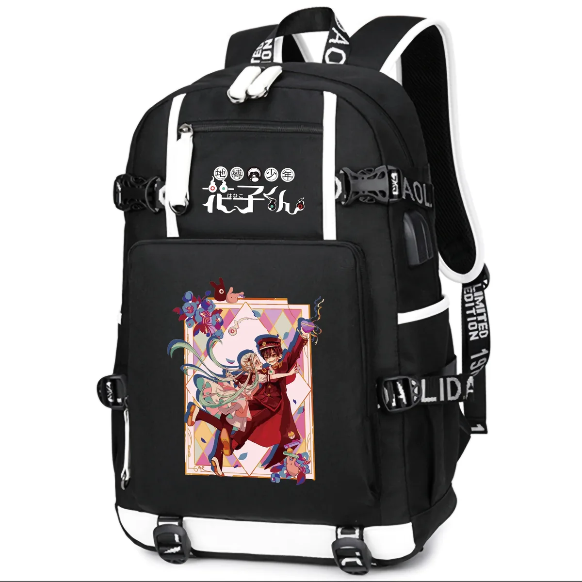 dessin animé toilette lié hanako-kun étudiants école sac à dos pour ordinateur portable oxford bookbag usb charge anime shouler sacs sac à dos décontracté