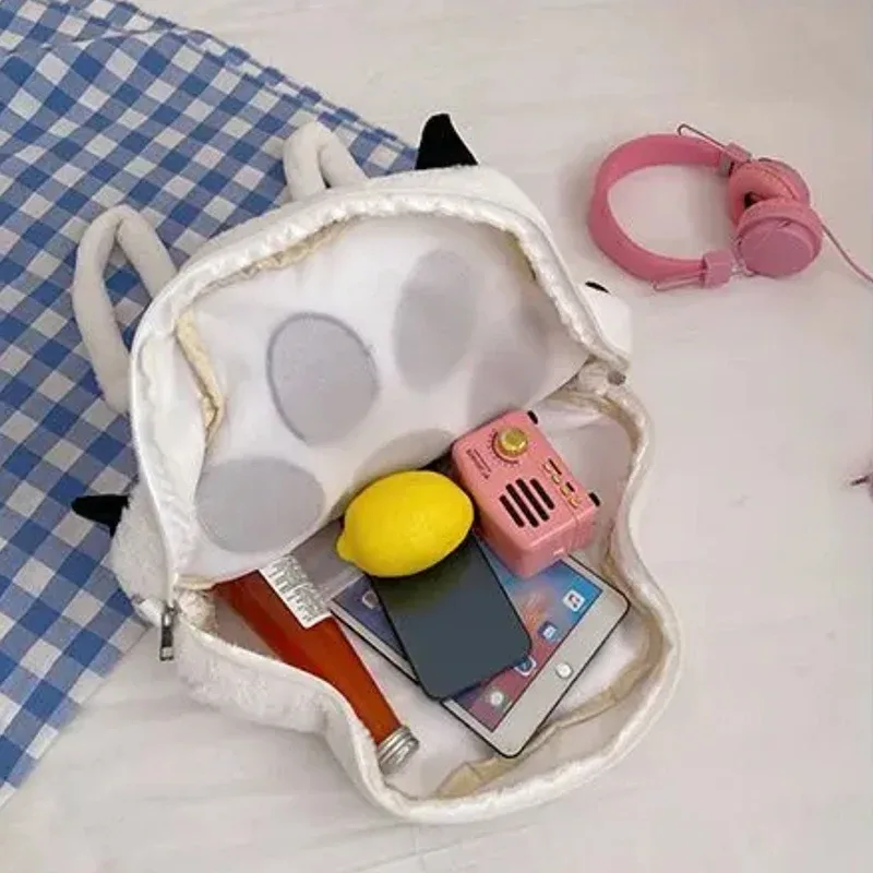 sac à dos en peluche patte de chat mignon avec bretelles réglables, sac kawaii en fourrure douce, sac à dos de dessin animé pour femmes et filles, cadeaux de noël