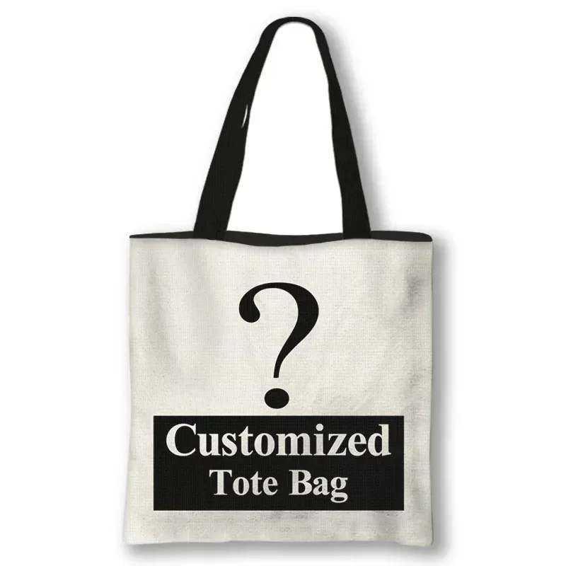 sac fourre-tout personnalisé personnel pour femmes, sac en toile de lin avec logo imprimé, sacs de shopping personnalisés avec vos images, sacs à bandoulière à main diy