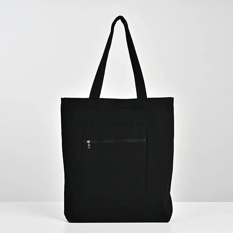sac fourre-tout en toile personnalisé avec logo imprimé, sac en coton vierge à bandoulière, sac de shopping grande capacité avec fermeture éclair, vente en gros