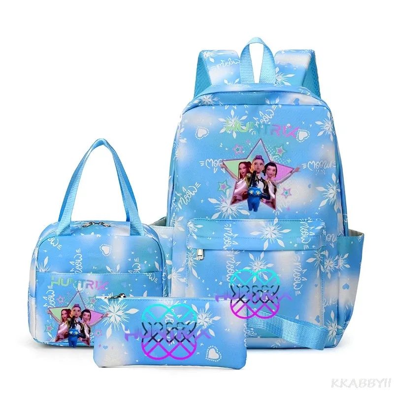 ensemble de 3 sacs à dos kpop demon hunters, sac d'école, sac à déjeuner, trousse à crayons, cadeau de rentrée scolaire pour fille, mochila de loisirs, sacs de voyage pour adolescents