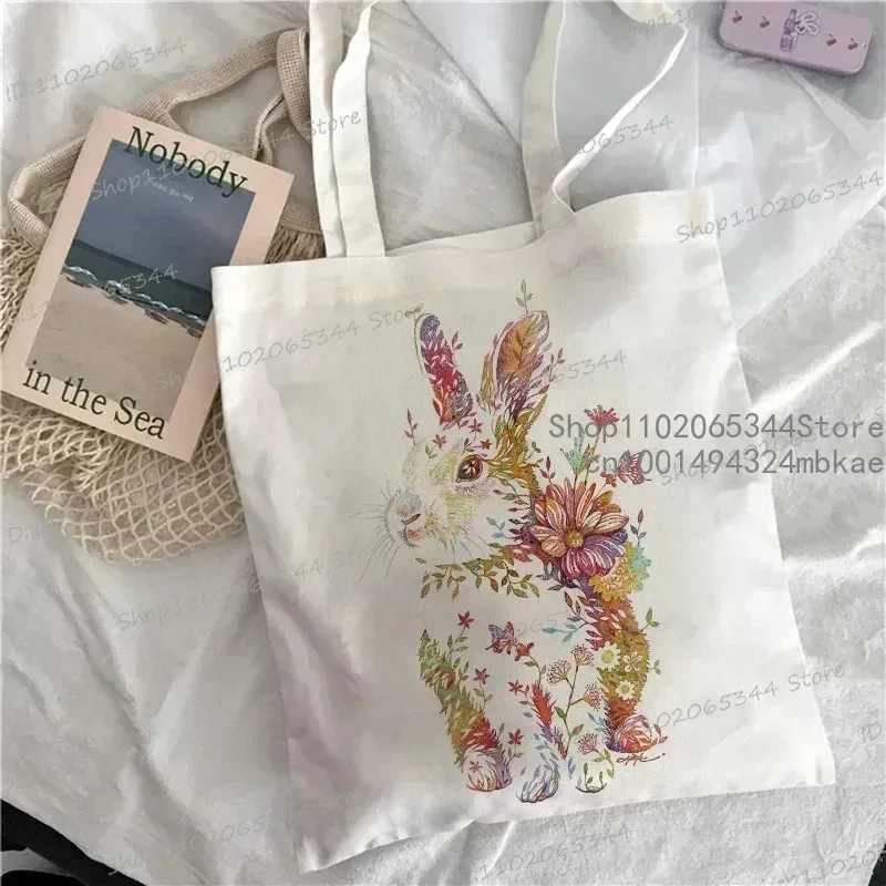 sac à main chat et fleur pour femmes, vintage, esthétique, design chaton, sacs de shopping, fourre-tout réutilisable pour adolescentes, sac à bandoulière