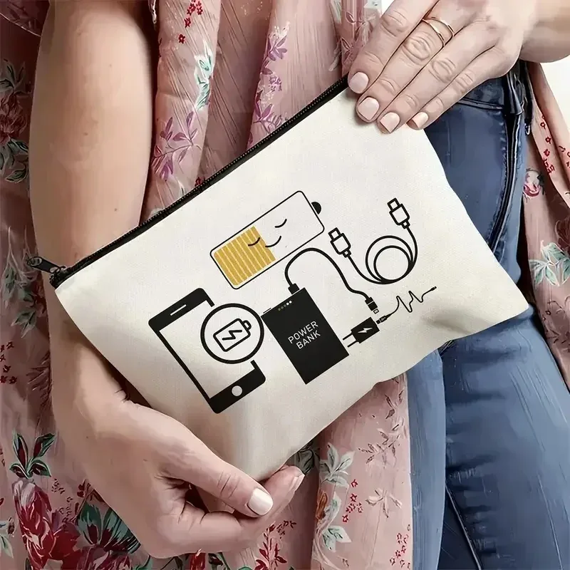 sac organisateur de câble de chargeur blanc, stockage de batterie externe de voyage pour smartphone tablette ordinateur portable, cadeau pour les parents