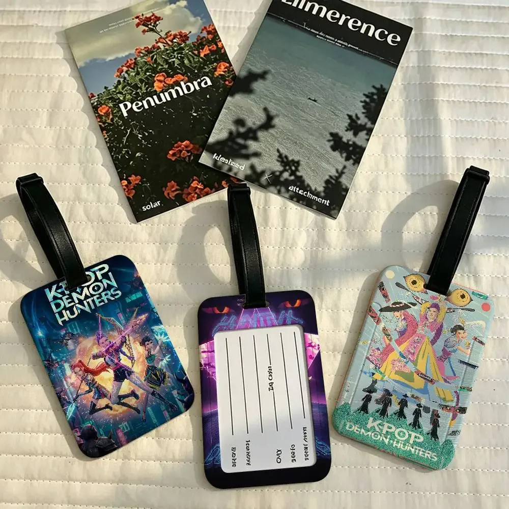 étiquette de bagage kpop d-demon hunters en pvc, carte d'information anti-perte, marqueur de nom pour sac à dos