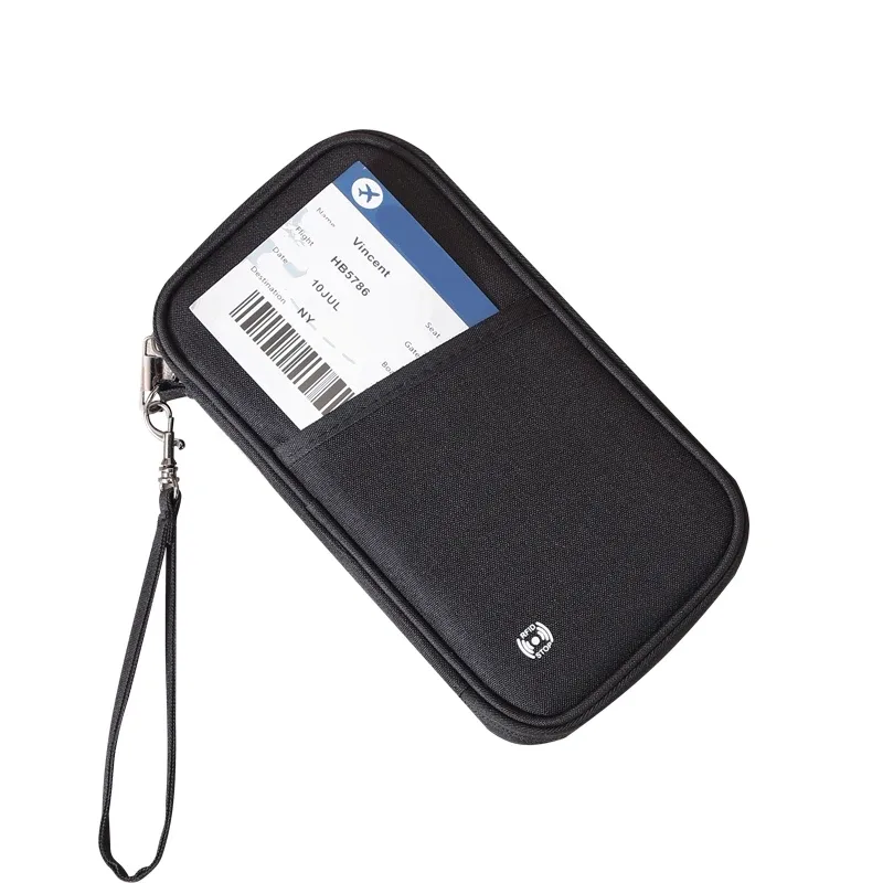 portefeuille de voyage rfid bloquant les signaux - organisateur de documents de voyage avec étui pour cartes de crédit - sac de voyage essentiel