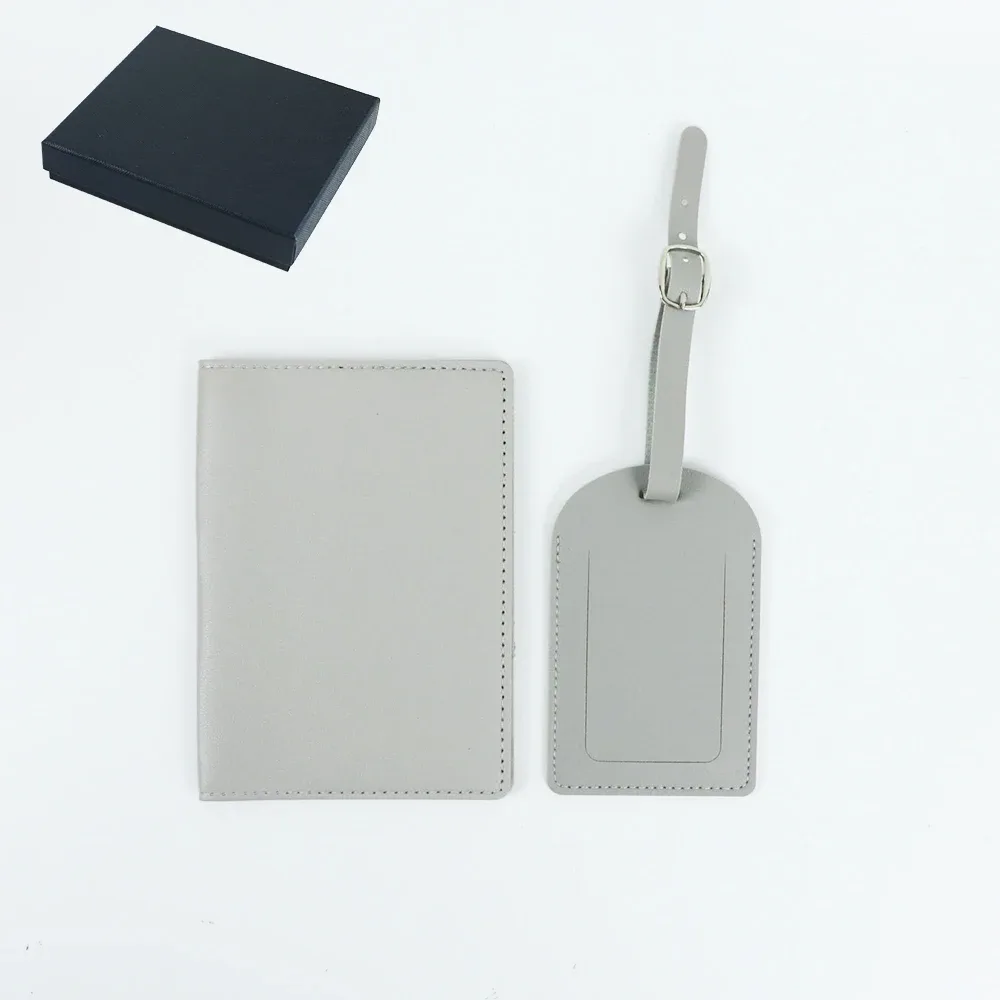 ensemble cadeau de porte-passeport en cuir pu personnalisé avec nom, porte-bagages, porte-cartes multi-fentes, portefeuille grande capacité, porte-passeport