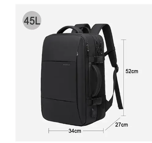 bange hommes sac à dos à main 45l 37l extensible hommes sacs à dos de voyage sac de jour porte-documents collège 17.3 "sac à dos pour ordinateur portable