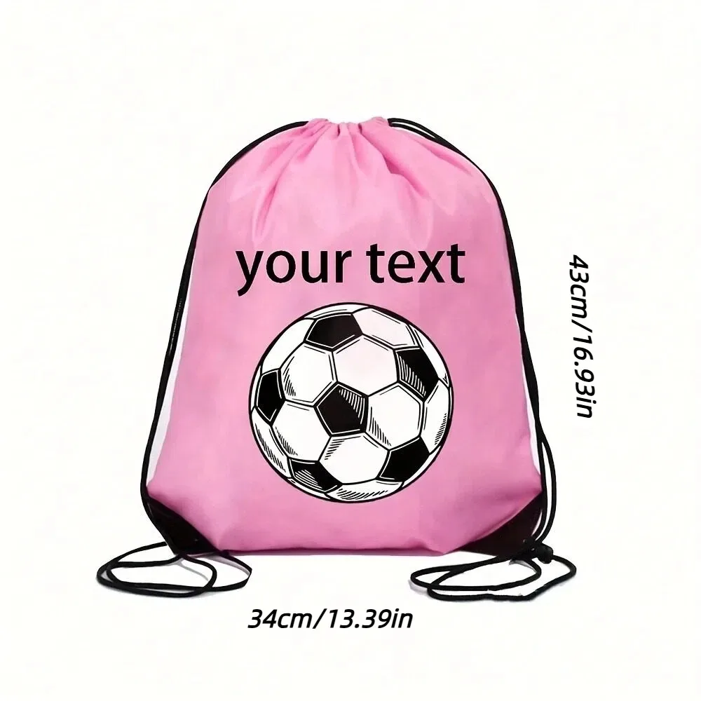 Sac de sport unisexe personnalisé avec motif de football, sac à dos à cordon de serrage, pochette multifonctionnelle pour l'extérieur, petit sac de voyage, cadeau de vacances