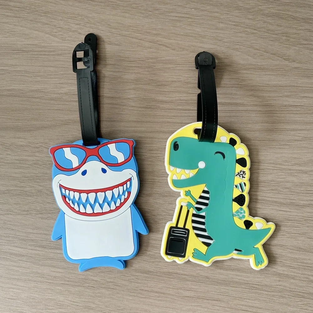 étiquette de bagage dinosaure mignon de voyage, pendentif de signalisation anti-perte, pendentif de sac requin drôle, cadeau unisexe, 1 pièce/2 pièces