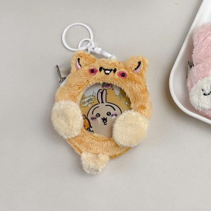 breloque de sac bouffante originale ins75/58, adorable animal en peluche, mini pochette, badge rond, housse de protection