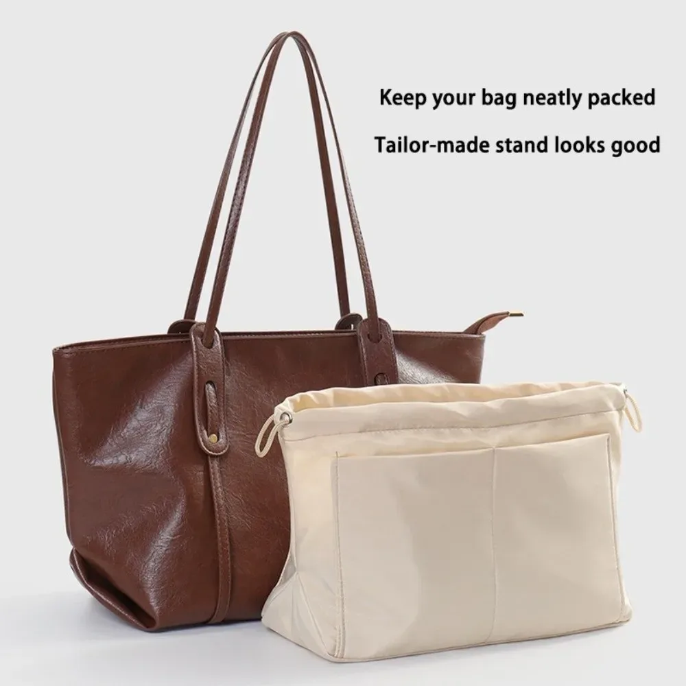 Sac à cosmétiques multi-poches Durable, trousse de toilette en Nylon à cordon de serrage de grande capacité, sac de rangement multicouche de couleur unie unisexe